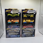 Nerf Nitro Foam Cars 2 x 3 Pack Bundle (6 cars) New Packs Stocking Filler