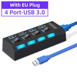 4/7 Port USB 3.0 Hub Aktiv med Strömförsörjning Splitter USB För Windows PC Laptop DHL