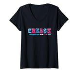 Womens Grease Text Art It's The Word! V-Neck T-Shirt