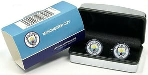 MANCHESTER CITY FC  MENS EXECUTIVE COLOUR METAL CREST SHIRT CUFFLINKS MCFC