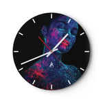 Horloge murale en verre 30x30cm Femme Ultraviolet Paillettes Wall Clock