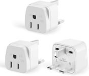 3-Pack US to UK Plug Adapter,SHUOMAO 2/3 Pin USA to 3 Pin UK Plug to British B