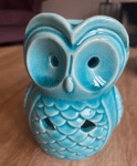 Ceramic Blue Owl Wax Melt Oil Burner Diffuser Home Candle Aroma