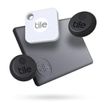 Tile Essentials (2020) Bluetooth Item Finder Set - 4 Pack (2 Stickers, 1 Mate, 1 Slim). Works with Alexa and Google Smart Home. iOS and Android Compatible. Find your Keys, Wallets, Remotes & More.