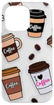 Coque pour iPhone 14 Pro Max Cute Coffee Cups I Love Coffee Caffeine Junkies Espresso Art