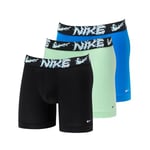 NIKE 0000KE1157 Men's Boxer Brief 3Pk Underwear in Dri-Fit Essential Micro, Set of 3 Boxer Briefs, Photo Blue/Vapor Green/Black Alcmy Wb, XL