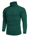 COOFANDY T-Shirt à Manches Longues Homme Pulls Slim Fit Haut Thermique Maillot de Corps Col Roulé Hiversous-Vêtement Chemise Décontracté Vert foncé XL