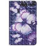 JIan Ying for Samsung Galaxy Tab A6 10.1" SM-T580 T585 Case, 3D PU Leather Cover With Auto Wake & Sleep Function (Violet butterflies)