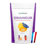 NUTRI & CO Draineur Rétention d’Eau Puissant - Poudre de Cassis & Extraits de Plantes Breveté Elimreal® - Ventre Plat & Ballonnements - Goût Cassis-Citron 100g Vegan - Fabriqué en France