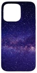 Coque pour iPhone 15 Pro Max Violet galaxie espace bleu ciel étoilé