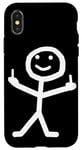 Coque pour iPhone X/XS Stickman Doigt du majeur Silhouette drôle de blague méchant fête