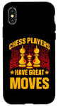 Coque pour iPhone X/XS Les joueurs d'échecs ont de grands mouvements King Queen Checkmate Fun