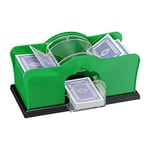 Relaxdays Unisex - Adult Card Shuffler for 2 Decks with Crank Manual Mixing Device Playing Cards Until, Green, 1 Piece EU