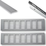 2x Grille Aeration Aluminium pour une ventilation idéale, Grille Ventilation pour cheminée, cuisine, salle de bain, toilettes, garage et salon, grille d'évacuation 30 x 8 x 1.2cm