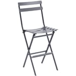 Lot de 2 chaises hautes pliantes de jardin Greensboro graphite en acier traité époxy - Hespéride