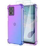 Osophter for Motorola Moto G53 Case: with 2pcs Screen Protector,two color gradient reinforced corner TPU shock absorption flexible Cell Phone Cover for Moto G53(Purple Blue)