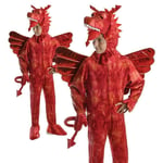 Child Red Dragon Costume Book Week Day Fancy Dress Outfit Kids Welsh