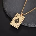 Fashion Poker Lucky Ace of Spades Par Halsband för Par Mäns Enkla Rostfritt Stål Rektangulärt Hänge Casual Fest Smycken AL18812-Gold-Ace