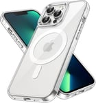 Coque Magnétique Pour Iphone 13 Pro 6,1 Pouces Compatible Avec Magsafe Recharge Sans Fil,Étui Housse De Téléphone Antichoc,Dos Transparente Anti-Rayures(Transparente)(Q225)