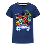 Barn Pojkar Flickor Leende Critters CatNap DogDay Print T-Shirt Unisex Marinblå Marinblå Marinblå Marinblå Marinblå Marinblå Navy blue 150 cm