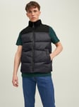 Jack & Jones Mens Zip Up Quilted Gilet - Grey - Size 2XL