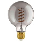 EGLO Dimmable E27 LED globe, vintage spiral filament light bulb, Edison lamp for retro lighting, 4 watt, 100 lumen, warm white glow, black transparent, 2000k, G125, Ø 5"