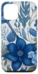 Coque pour iPhone 12/12 Pro Blue Flowers Design Cute Botanical Print Watercolor Floral