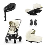 cybex GOLD Balios i-Size Barnvagnsset S Lux Taupe Seashell Beige inkl. liggdel S Lux Seashell Beige liggdel, bilbarnstol Cloud G Plus Seashell Beige Plus, adapter och Base G basstation