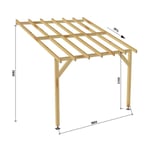 Carport adossé 3x3 - Pente 30% - Bois massif - Durable + Vis