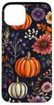 Coque pour iPhone 15 Plus Violet Bohème Floral Citrouille Motif Vintage Décor Automne