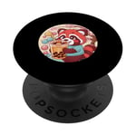 Roter Kawaii Panda avec Bubble Tea PopSockets PopGrip Adhésif