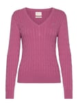 GANT Stretch Cotton Cable V-Neck Rosa