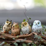 Linghhang - Ornement de Jardin Hibou Miniature, 4 Pcs Hibou Résine Figurine Artisanat, Hibou de Jardin Pots Fée Jardin Vase Décor, Maison Jardin