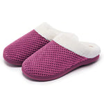 Kuako Chaussons Doublées en Peluche Femme Anti-dérapant À Mémoire D'intérieur Hiver Confort Chauds Accueil Pantoufles, Rouge, 42/43 EU