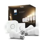 Philips Hue Kit de démarrage White : 3 Ampoules LED Intelligentes et connectées E27, Pont de Connexion, Bouton Smart Hue, Compatible Bluetooth, Alexa, Google Assistant, Apple HomeKit