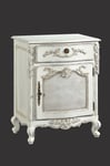 SALE French Juliette Bowfront Bedside 1 Drawer & Cupboard Antique White CFR0001P