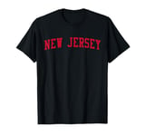 New Jersey NJ Varsity Style Garden State Throwback Red T-Shirt