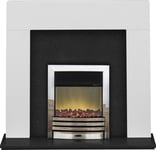 Adam Miami Fireplace Suite in Pure White and Granite with Eclipse Electric Fi...