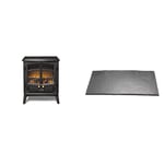 Dimplex Tango Optiflame Electric Stove, Imitation Log Burner Fire Suite, Freestanding Flueless Electrical LED Wood Burning 2kW Adjustable Heater, Black & Hearth Pad HPD001, Black