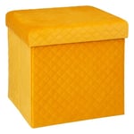 5 five simply smart - 2 en 1 Pouf et Coffre de Rangement Velours Jaune 31 x 31 cm 167845A