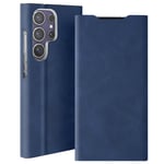 Avizar Folio case for Galaxy S24 Ultra Magnetic card cover, Dark Blue