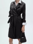 Mango Polanapu Faux Leather Trench Coat, Black