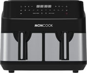 MONCOOK Double Air Fryer - 2 In 1 Airfryer 10L With 2 x 10L, Stainless Steel