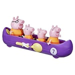 Peppa Pig Peppa Family Canoë Trip Jouet préscolaire : Comprend 4 Figurines, 1 véhicule avec roulettes ; pour Enfants de 3 Ans et Plus, Multicolore