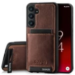 SURAZO Compatible with Samsung Galaxy S24 Plus, Wallet Leather Genuine Premium - Shockproof Slim and Thin Cover with - Card Slot, Kickstand - Vintage Bumper Protective Case