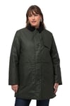 Ulla Popken Femme Grandes Tailles Veste cirée, imperméable, col en Velours côtelé, Doublure intégrale Olive foncé 46+ 808369120-46+