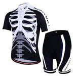 YYDM D'été Maillot Cyclisme Hommes Set - Respirant Maillot VTT Tenue Manches Courtes + Shorts Gel 3D Salopette Cuissard À Bretelle pour Anti Chocs Quick Dry,White Set,4XL