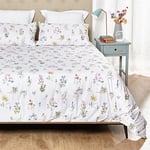 HOGARYS Kamaida 100% Cotton Percale 150 Thread Count Duvet Cover Set for 180 cm (260 x 220 cm) and 2 Pillowcases (50 x 95 cm)