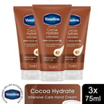 Vaseline Hand Cream Intensive Care Pure Cocoa Butter Cocoa Hydrate 75ml, 3 Pack