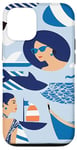 Coque pour iPhone 15 Pro Collage artistique bleu plage – Coquette esthétique et mignonne